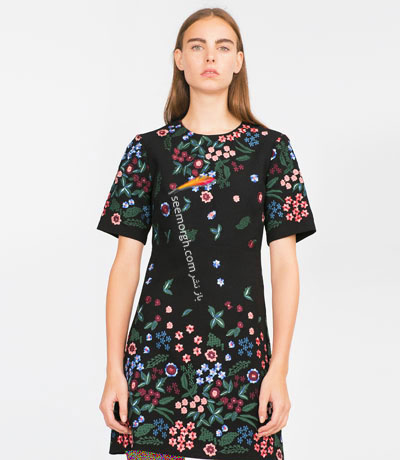 پیراهن آستین کوتاه زنانه گلدار زار Zara برای پاییز 2015