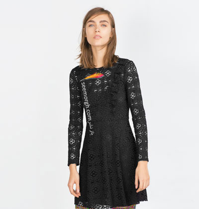 پیراهن آستین بلند کوتاه زنانه مشکی زار Zara برای پاییز 2015