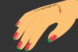 آموزش طراحی ناخن به شکل هندوانه مخصوص شب یلدا